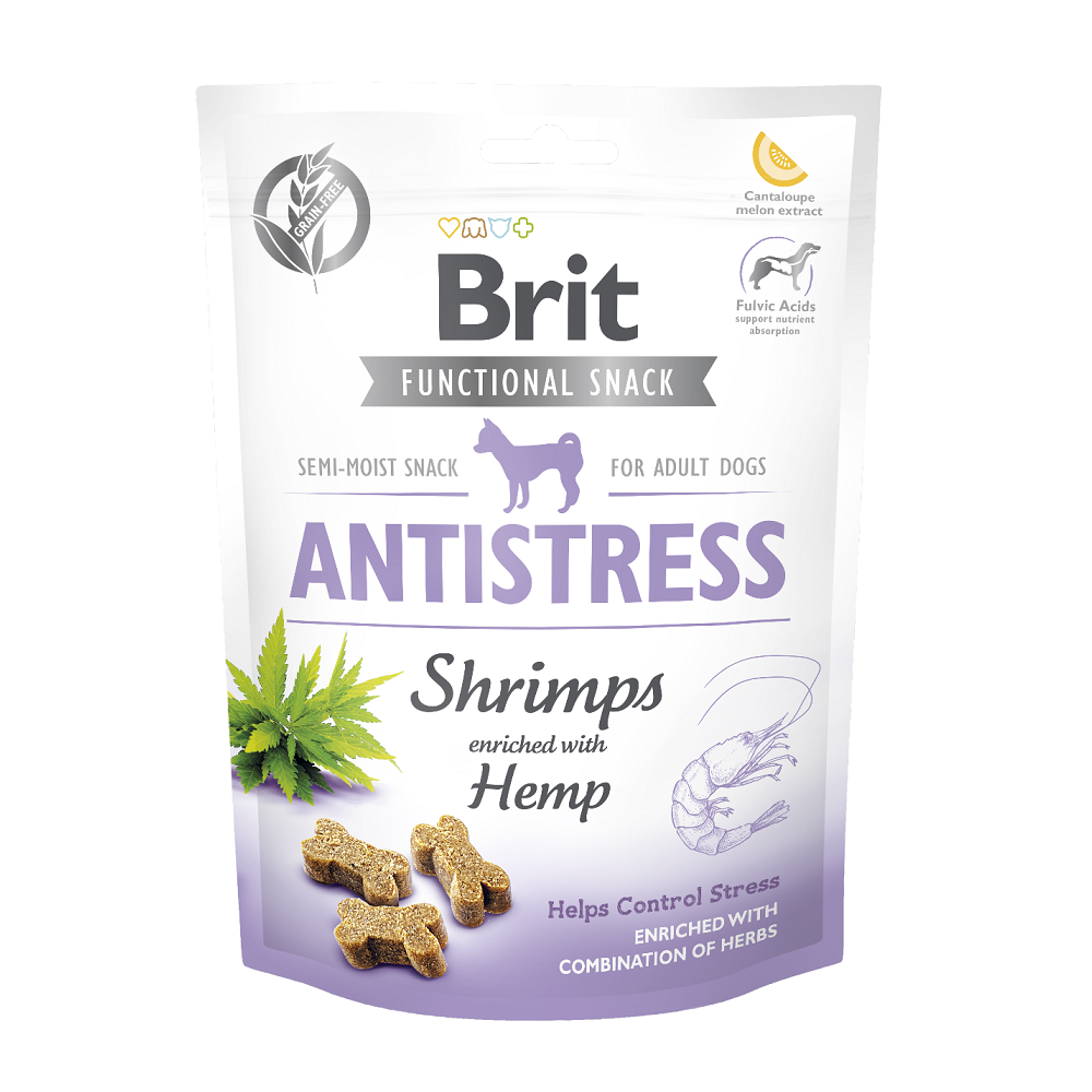 Brit咘莉機能性狗零食-消除壓力 蝦子+大麻籽