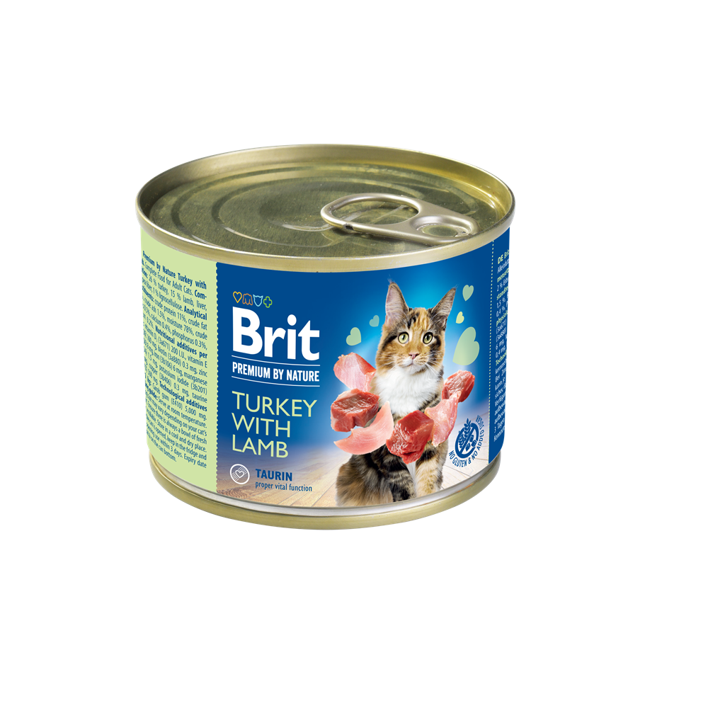 Brit咘莉優選天然貓罐系列-火雞肉+羊肉200克