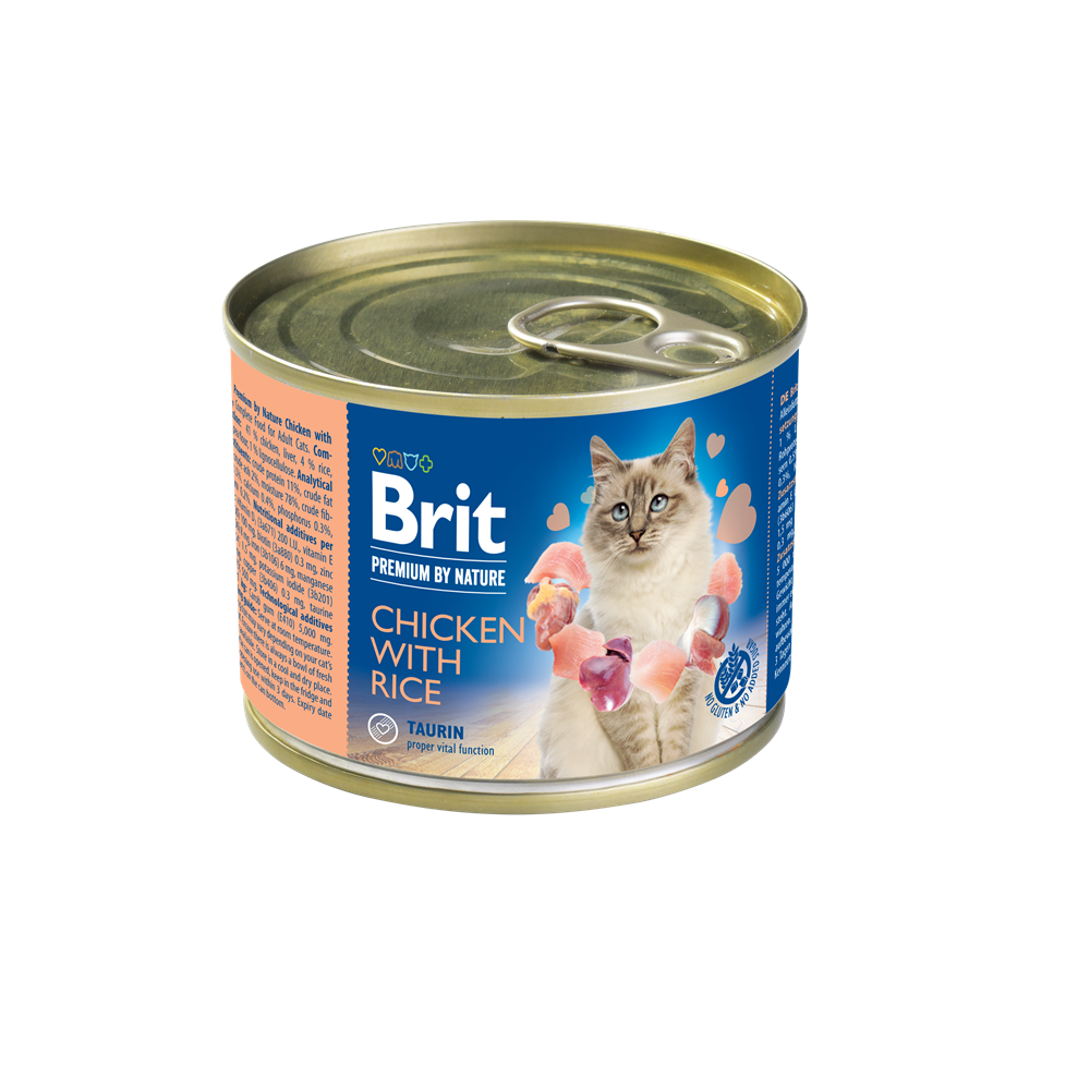 Brit咘莉優選天然貓罐系列-雞肉+白米200克