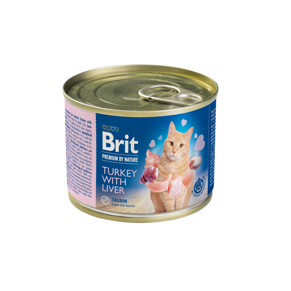 Brit咘莉優選天然貓罐系列-火雞肉+雞肝200克