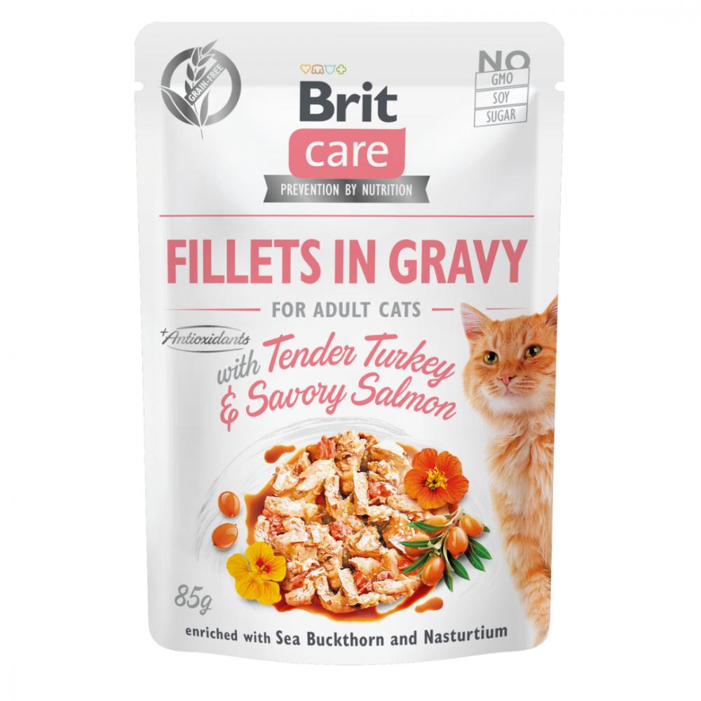 Brit咘莉-Care呵護貓咪餐包-多汁肉片-鮮嫩火雞肉+美味鮭魚85克