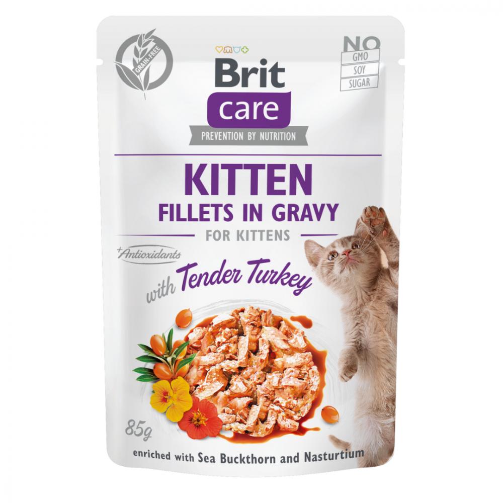 Brit咘莉-Care呵護貓咪餐包-多汁肉片-幼貓配方 鮮嫩火雞肉 85克