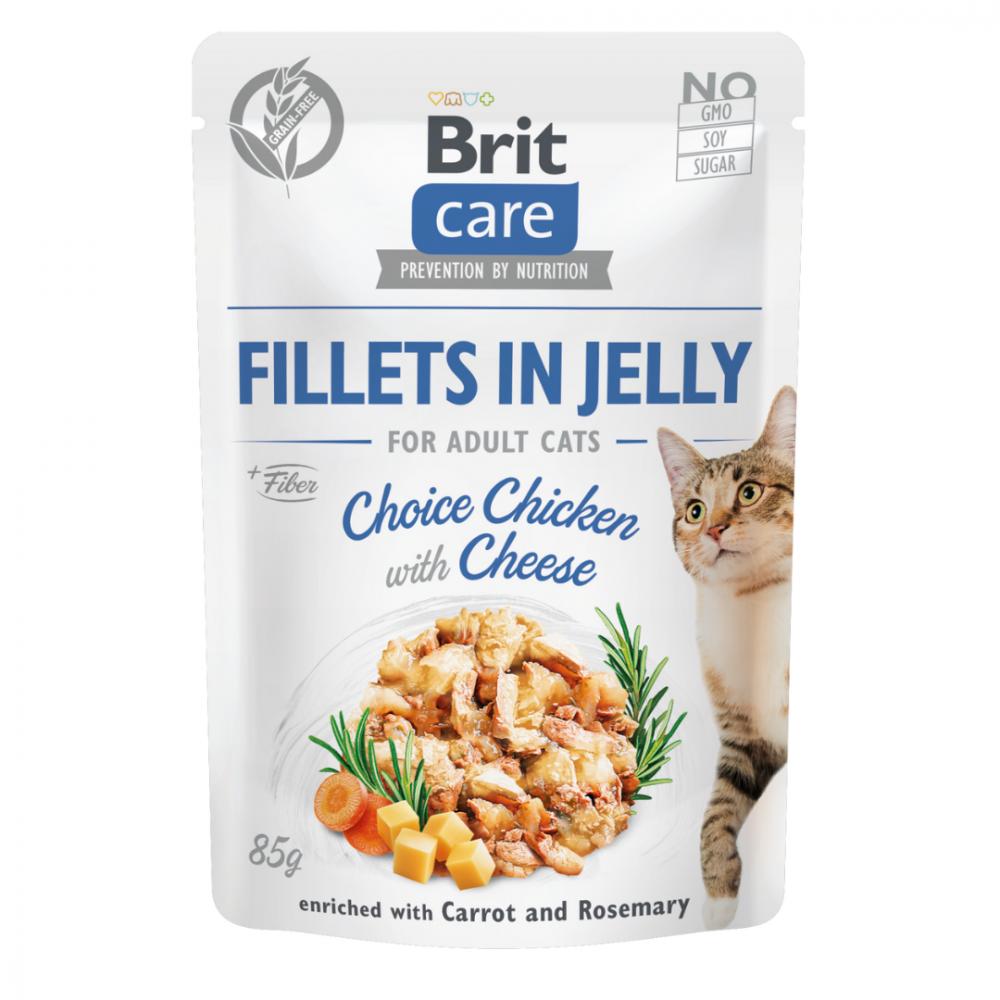 Brit咘莉-Care呵護貓咪餐包-果凍肉片-香濃起司雞 85克