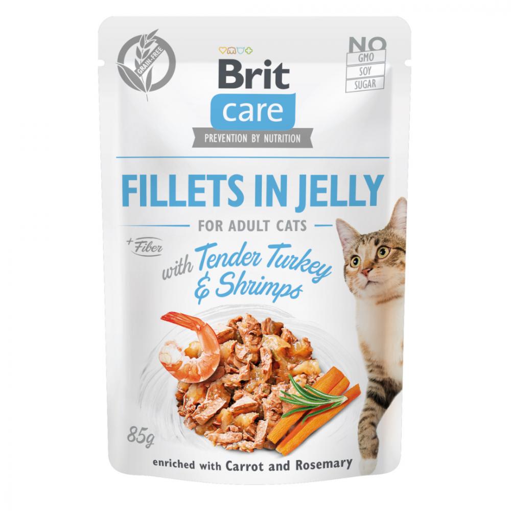 Brit咘莉-Care呵護貓咪餐包-果凍肉片-鮮嫩火雞肉+鮮蝦 85克