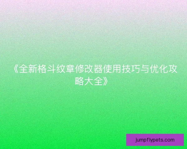 《全新格斗纹章修改器使用技巧与优化攻略大全》