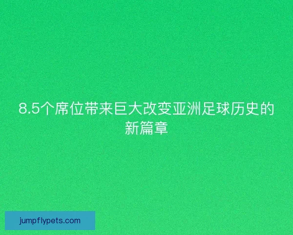 8.5个席位带来巨大改变亚洲足球历史的新篇章