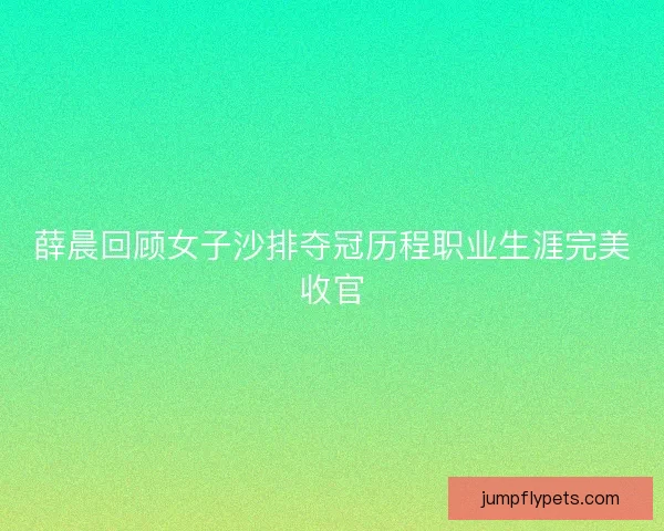 薛晨回顾女子沙排夺冠历程职业生涯完美收官