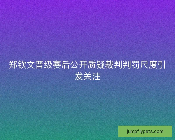 郑钦文晋级赛后公开质疑裁判判罚尺度引发关注