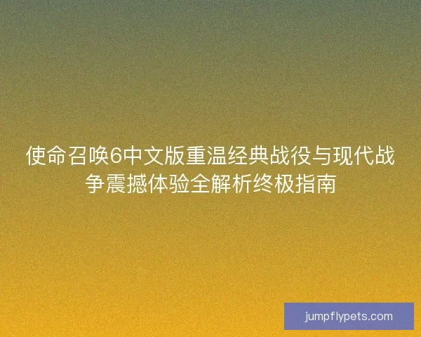 使命召唤6中文版重温经典战役与现代战争震撼体验全解析终极指南